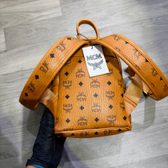 WOMEN BAGS - MCM Stark Backpack Mini in Visetos Cognac