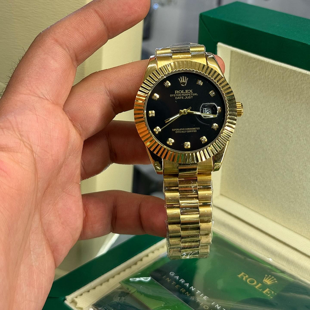 Rolex Datejust Χρυσό με μαύρη  Πλάκα